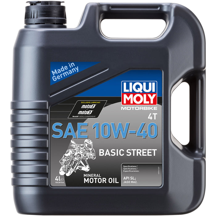 LIQUI MOLY 3601-0698 20192 Basic Street 4T Engine Oil Basic Street 4T Oil - 10W-40 - 4 Liters