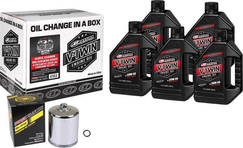 Maxima Racing Oil V-Twin SYN Quick Change Kit M8 Chrome Filer - 90-129015PC