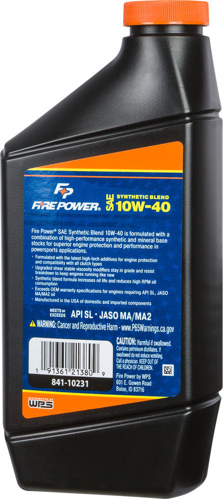 Fire Power 841-10231 196982 SYNTHETIC BLEND OIL 4T 10W40 1QT 12/CASE