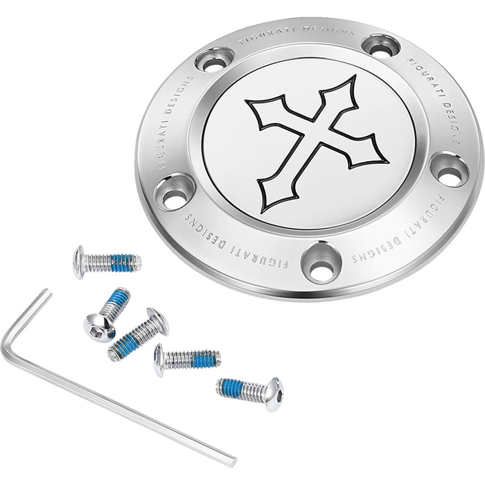 FIGURATI DESIGNS 0940-2092 FD41-TC-5H-SS Timing Cover 5 hole - cross - stainless steel