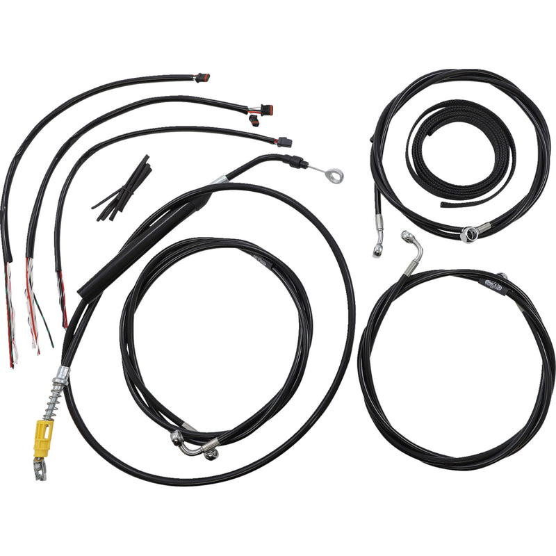 LA Choppers Complete Black Vinyl Braided Handlebar Cable Brake Line Kit 15"-17" Handlebars - LA-8056KT2-16B For Harley Touring 2021-2022