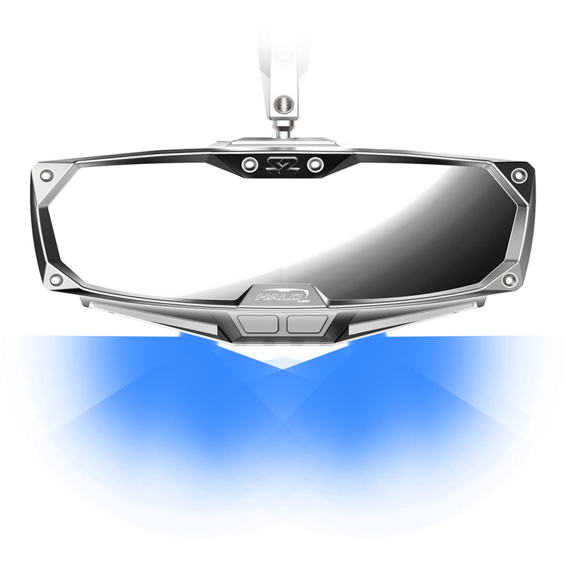 SEIZMIK 0640-1408 56-18020 Halo-RA LED Rearview Mirror with Map and RGB Lighting Mirror - Halo R - Rear View w/LED Cabin Light - Rectangle - Silver w/Silver Bezel - 1.875"/2" ROPS