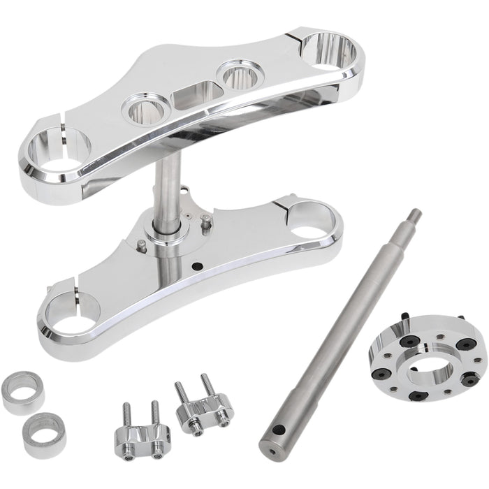 ACCUTRONIX 0408-0267 TWD349-ESCK8 49 mm Wide Glide Triple Tree Conversion Kit Triple Tree - 49 mm - Chrome - 3° Rake