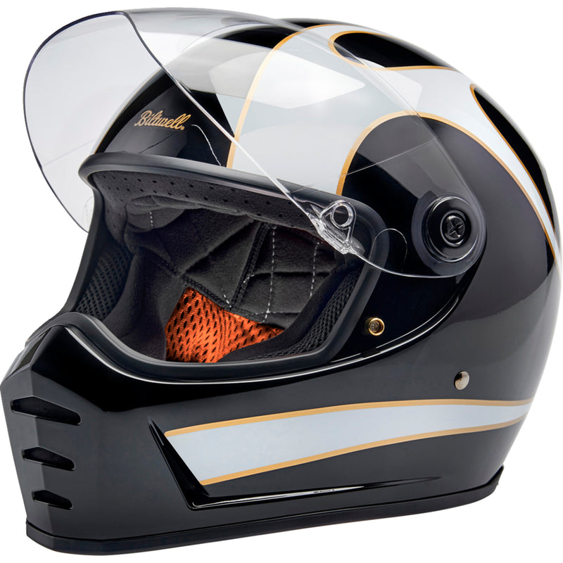 BILTWELL Lane Splitter 22.06 Helmet Gloss - Black/White Flames