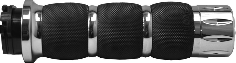 Avon Air Cushion Grips Rival Chrome - AIR-90-RIV For Harley Motorcycles 1984-2018