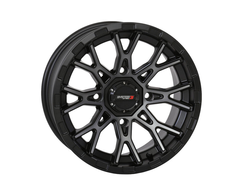 System 3 ST6 Wheel 14X7 4+3 (+10MM) 4/137 Matte Dark Tint - 14S3-6136 For Can-Am Maverick 2017-2023 | Honda Pioneer 2016-2023