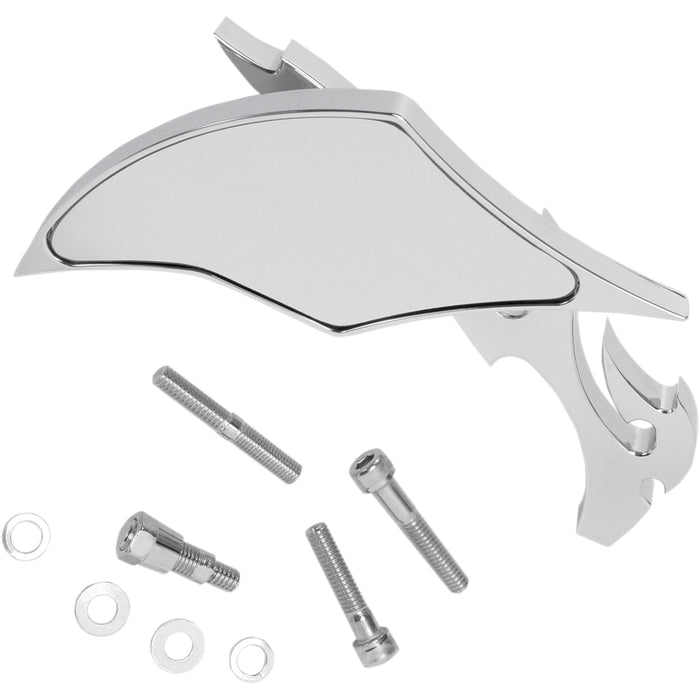 PRO-ONE PERF.MFG. 0640-0257 104220 Billet Aluminum Mirror Mirror - Flame - Side View - Milled - Oblong - Chrome - Left