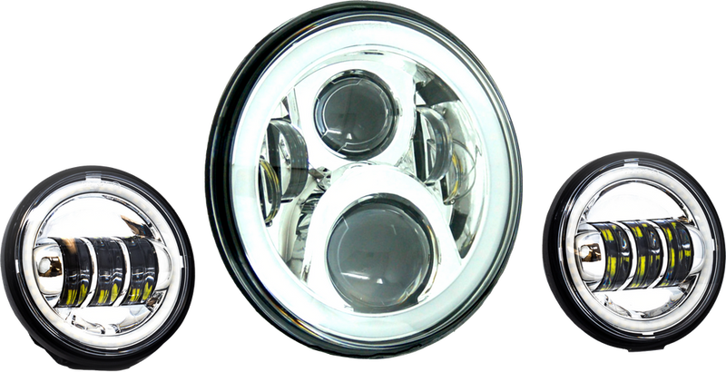 Letric Lighting Co LLC-Ilhk-7B 7" LED Hdlgt W Pass Lamps Black For Indian 2015-2024