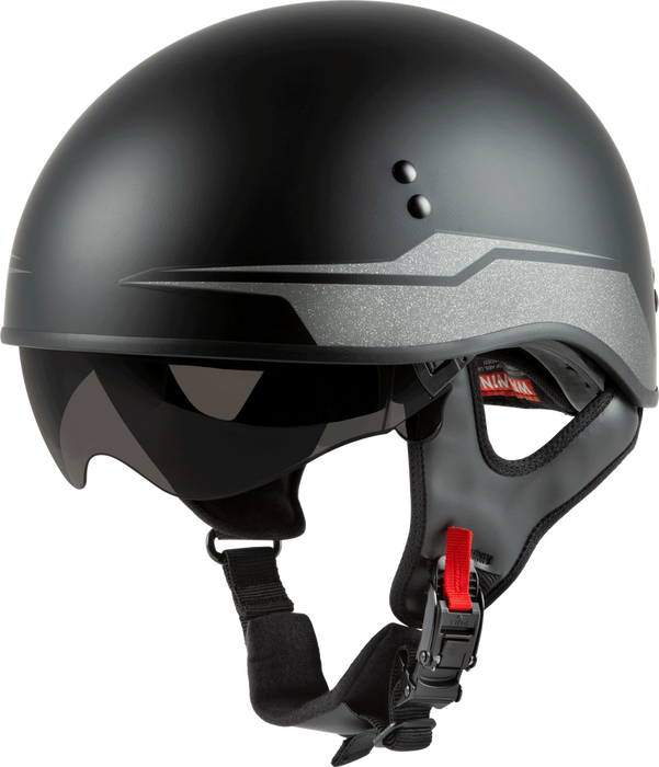 Gmax 72-5662M H1659815 HH-65 HALF HELMET SOURCE NAKED MATTE BLACK/SILVER MD