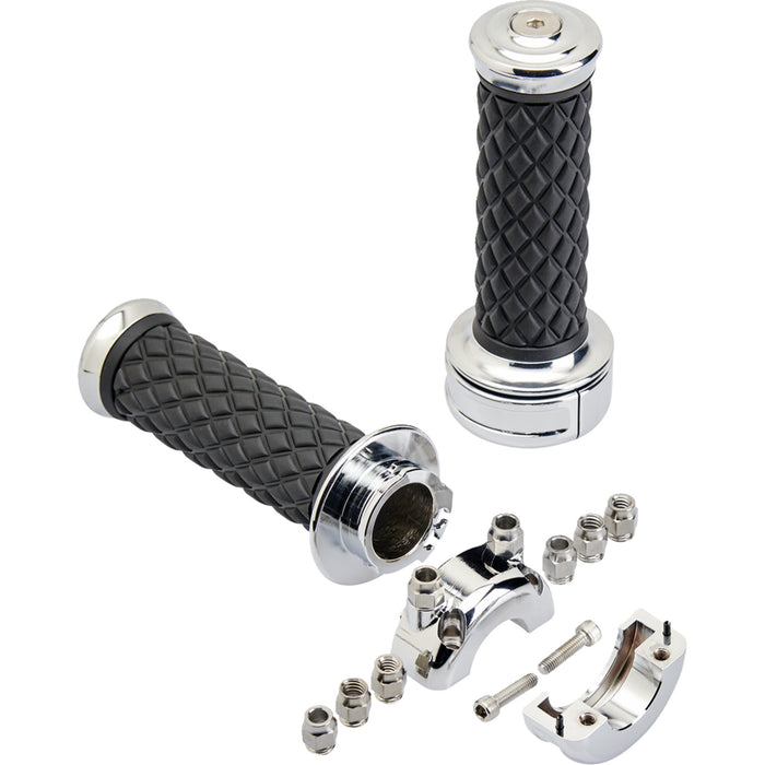 BILTWELL 0630-3073 6606-105-01 Alumicore Grips Grips - Alumicore - Custom - Chrome