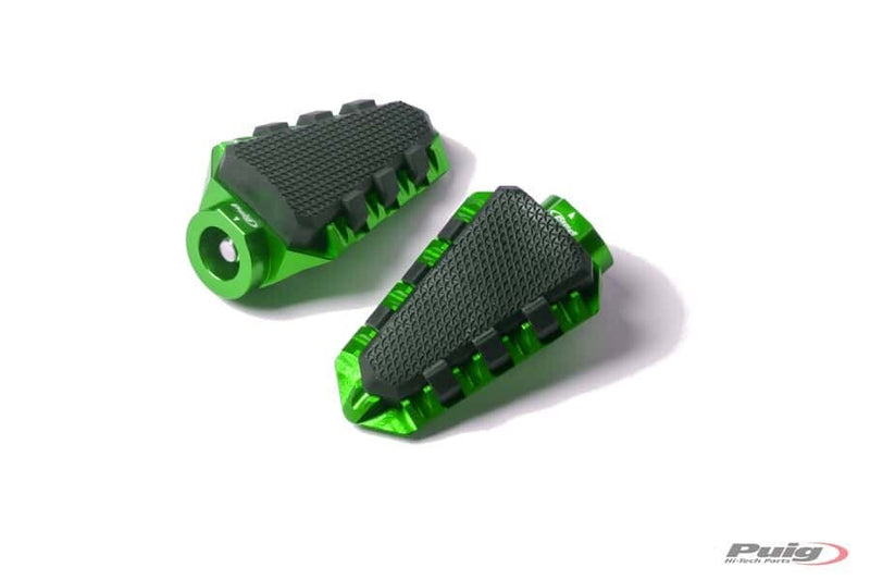 Puig Hi-Tech Parts Footpegs Trail Green - 7319V For Ducati Motorcycles 2008-2020 | Honda Motorcycles 2000-2021 | Triumph Motorcycles 2008-2021