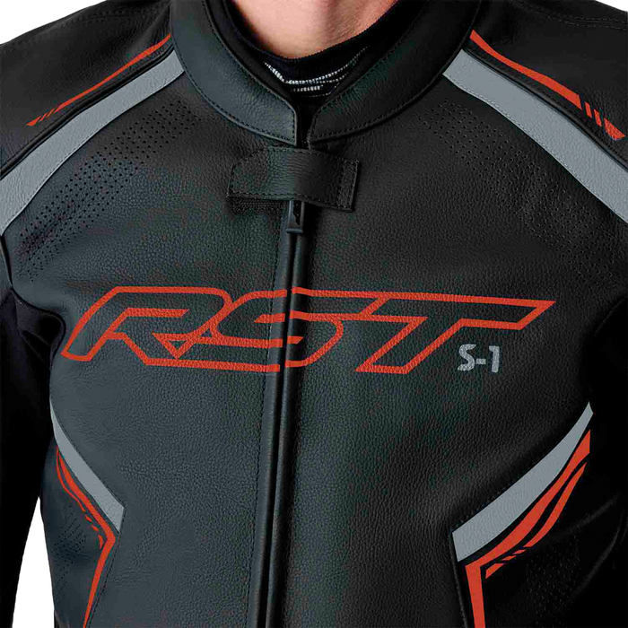 Rst 556-3605442 103605RED-42 S1 D3O LEATHER JACKET BLK/GRY/RED MD