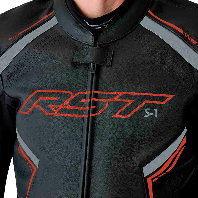 Rst 556-3605440 103605RED-40 S1 D3O LEATHER JACKET BLK/GRY/RED SM