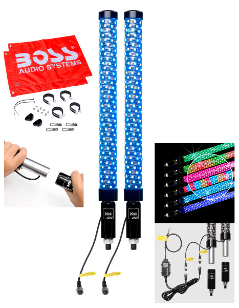 Boss Audio 63-9100 XP2PF BLUETOOTH 2" FAT LED WHIP 1 PR LED FAT WHIPS
