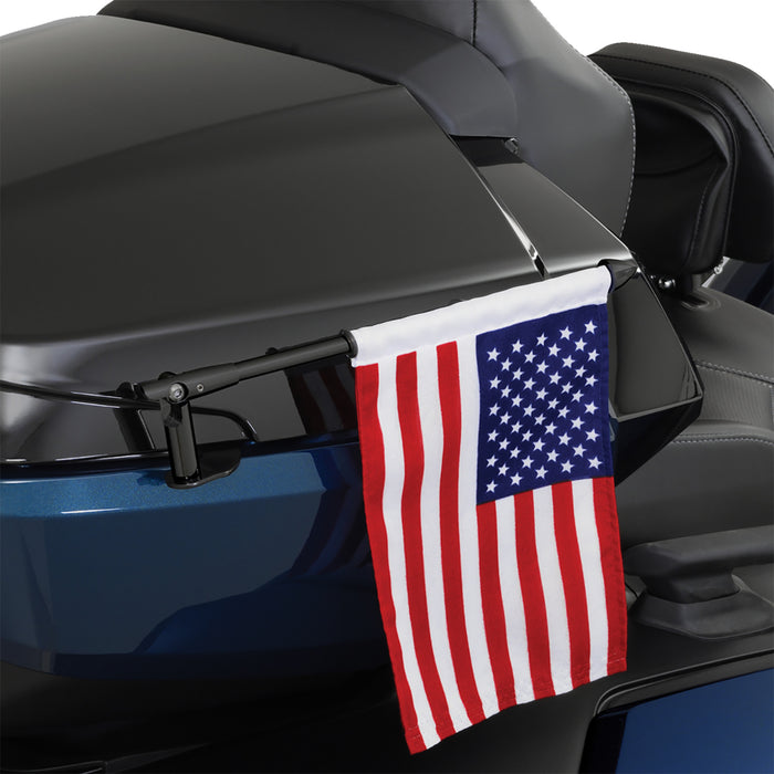 SHOW CHROME 0521-2064 41-203RBK Flag Pole For Can-Am RT with US Flag Folding Flag Pole - Right - Black - Can-Am RT/F3