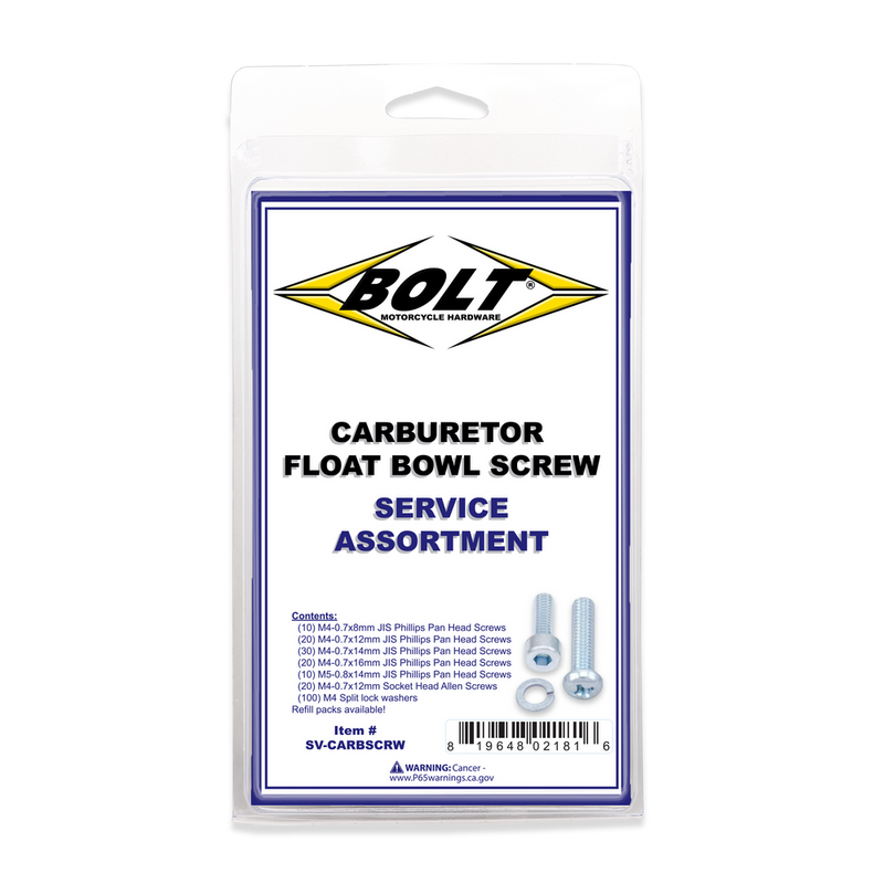 Bolt 022-31400 SV-CARBSCRW CARBURETOR FLOAT BOWL SCREWS ASSORTMENT 210 PIECE KIT