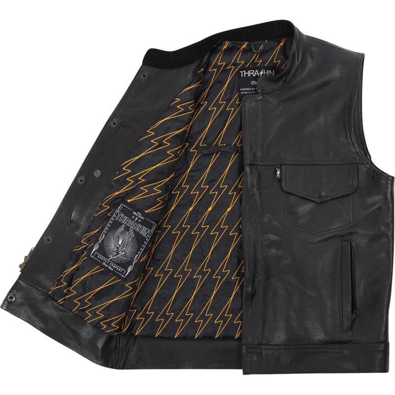 THRASHIN SUPPLY CO. Mulholland Leather Riding Vest Black