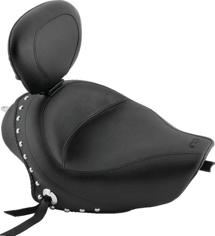 Mustang Motorcycle 79439 Mustang 04-21 Harley Sportster 3.3 Wide Stud Touring Solo Seat W/driver Backrest - Black - Photo - Primary