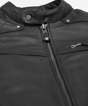 Gasser jacket in black with zipper and collar