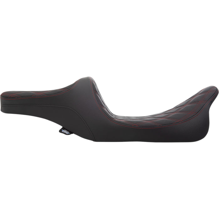 DRAG SPECIALTIES 0801-1310 Predator III 2-Up Seat - Double Diamond - Red Thread - FL '99-'07