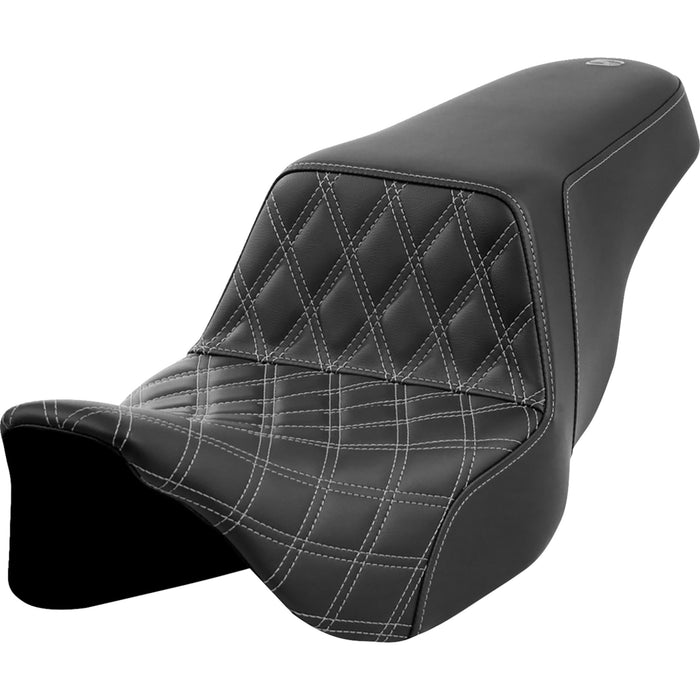 SADDLEMEN 0801-1572 A808-07B-172GRE Lattice Stitch Step-Up Seat - Front Lattice Stitch - Dark Gray Stitch - FLH/FLT '08-'23