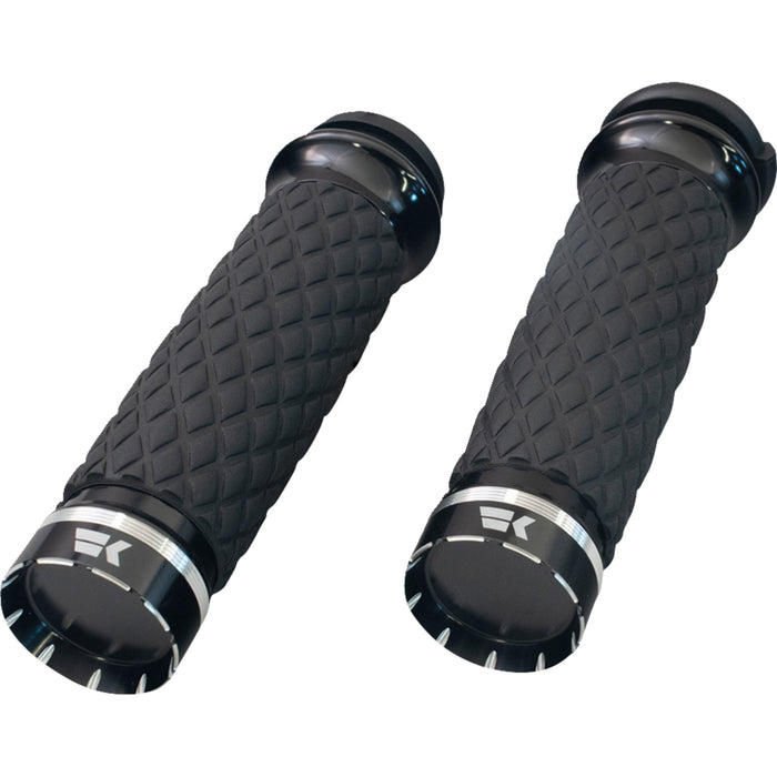 KHROME WERKS 0630-3310 500320 Tracer Grips - Custom Contour - Diamond - Black