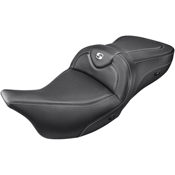 SADDLEMEN 0801-1167 808-07B-185HCT Heated Roadsofa™ Carbon Fiber Seat - without Backrest - '08-'23 FL