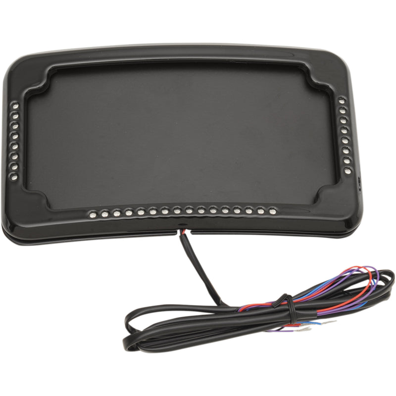 CYCLE VISIONS 2030-0942 CV-4640B Curved Slick Signals License Plate Frame with 3-Hole Backing Plate License Plate Mount - Lighted Frame