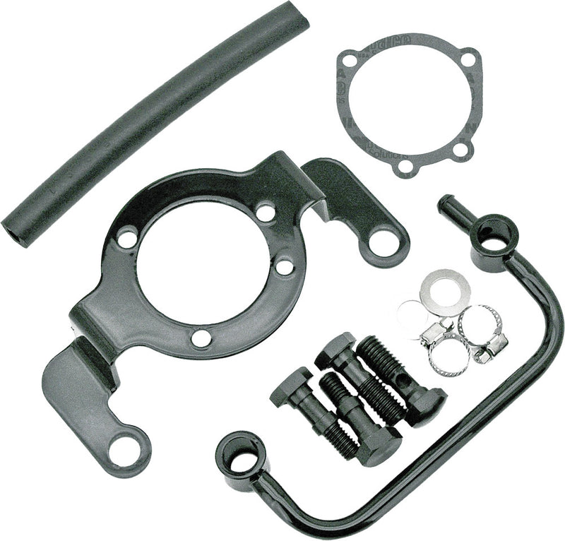 Harddrive Complete MNT Kit Breather Tube Black Bigtwin NON-TBW - 120238 For Harley Motorcycles 1993-2017