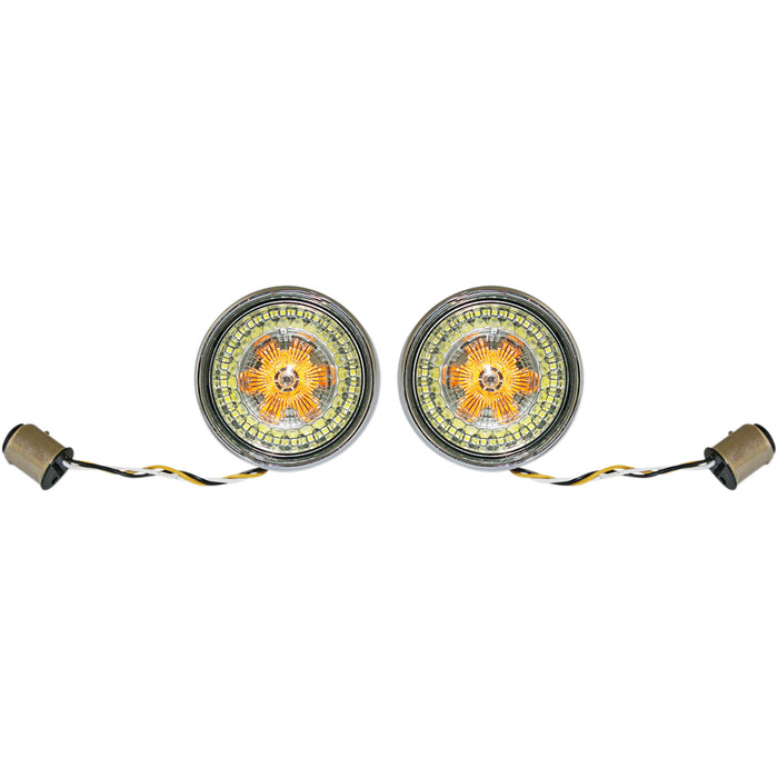 CUSTOM DYNAMICS 2020-1591 PB-BB-AW-1157CS ProBEAM® Ringz Bullet Bezel LED Turn Signal - Chrome - Smoke Lens