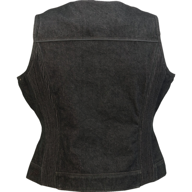 Z1R Women's Denim Vest Black