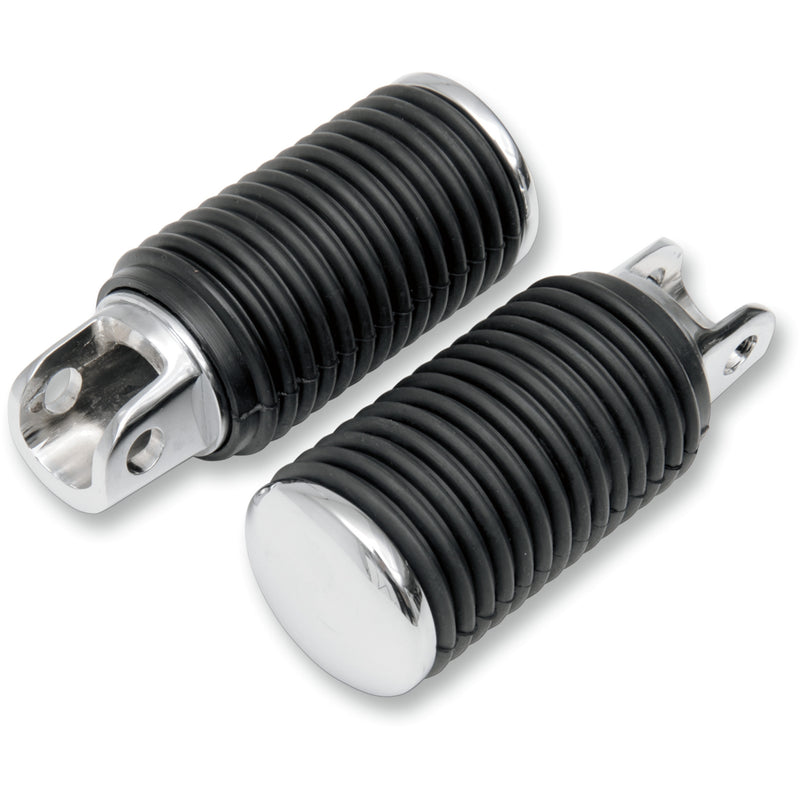DRAG SPECIALTIES DS-253404 Chrome Footpegs with Rubber Sleeves — Pair Driver Pegs - Rubber - Chrome End