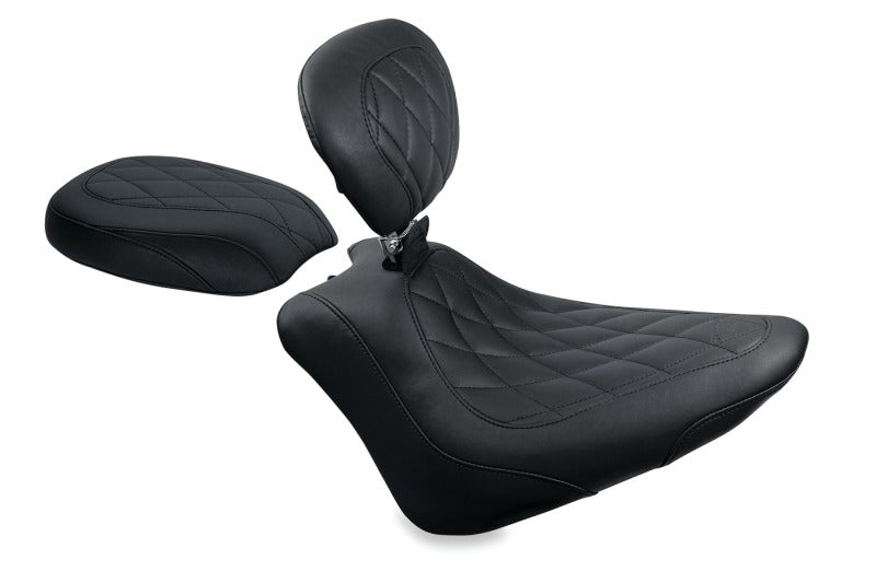 Mustang Motorcycle 76763 Mustang 11-13 Harley Blackline, 12-17 Slim/slim S Wide Tripper Passenger Seat Diamond Stitch - Blac - Photo - Primary