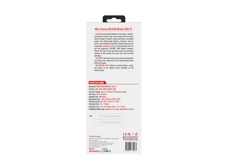 Uclear HDX-V Helmet Audio Kit