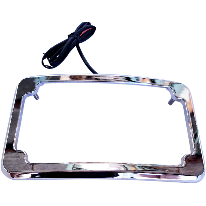 CYCLE VISIONS 2030-1436 CV4617 Beveled License Plate with Lights Beveled License Plate Frame - Chrome