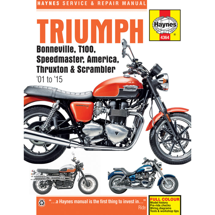 HAYNES 4201-0273 M4364 Motorcycle Repair Manual — Triumph, Motorcycle Manual - Triumph Bonneville '01-'15