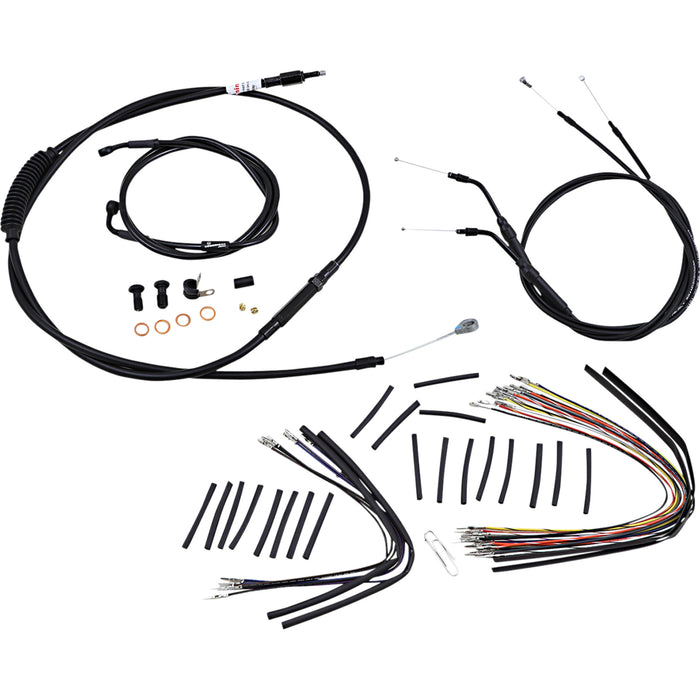 BURLY BRAND 0610-0629 B30-1046 Complete Black Vinyl Handlebar Cable/Line Kit for Ape Hanger Handlebars - 14"
