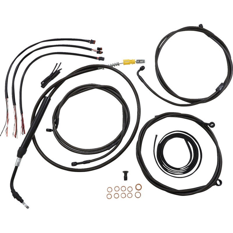 LA Choppers Complete Midnight Braided Handlebar Cable Brake Line Kit — Standard 18"-20" Handlebars ABS - LA-8058KT2-19M For Harley Touring 2021-2022