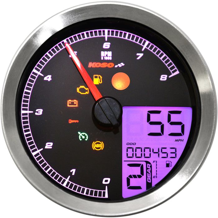 KOSO NORTH AMERICA 2211-0171 BA051221 HD-04 Speedometer/Tachometer Multi-Function Speedometer/Tachometer - HD-04 - Chrome