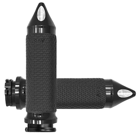 Avon Cable Throttle Memory Foam Grip Black - MF-63A-ANO-SPK For Harley Motorcycles 1984-2018