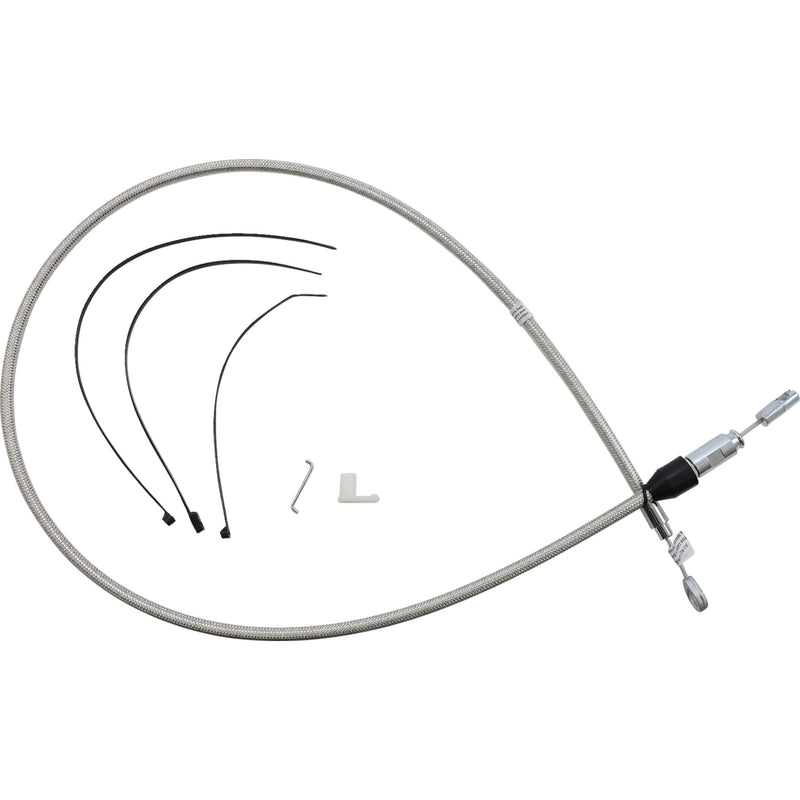 Magnum Shielding Polished Stainless Quick Connect Upper Clutch Cable 48" - 523414HE For Harley Motorcycles 2018-2024