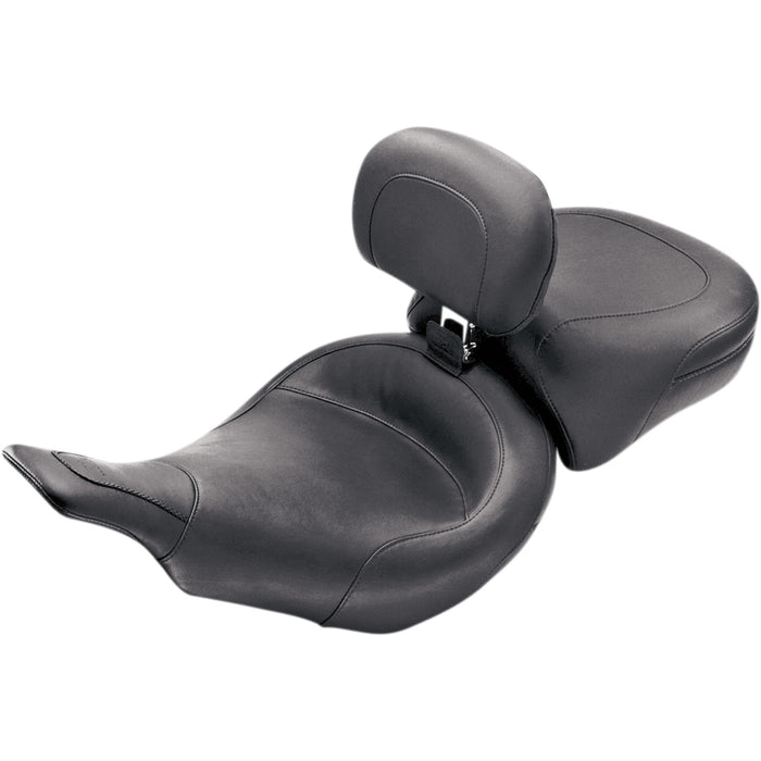 MUSTANG 0801-0301 79127 Wide Solo Seat with Removable Backrest - Black - Smooth - FLT '97-'07