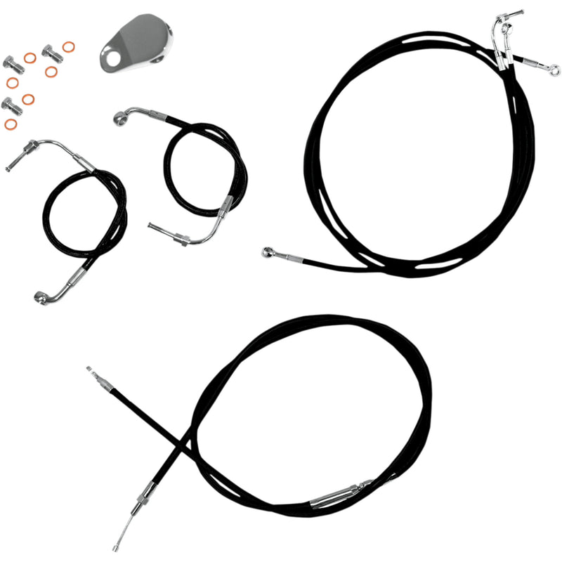 LA Choppers Standard Black Vinyl Handlebar Cable Brake Line Kit — Ape Hanger 12"-14" Ape Hangers - LA-8050KT-13B For Harley Road Glide 2008-2013