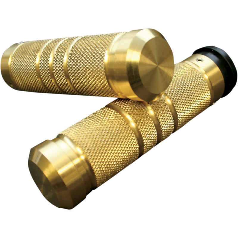 Accutronix Knurled Grooved Custom Grips TBW Brass - GR101-KG5 For Harley Motorcycles 2008-2024