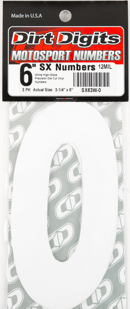Dirt Digits 09-6500 SX63W-0 #0 6" WHITE SUPER X DIGITS 3/PK