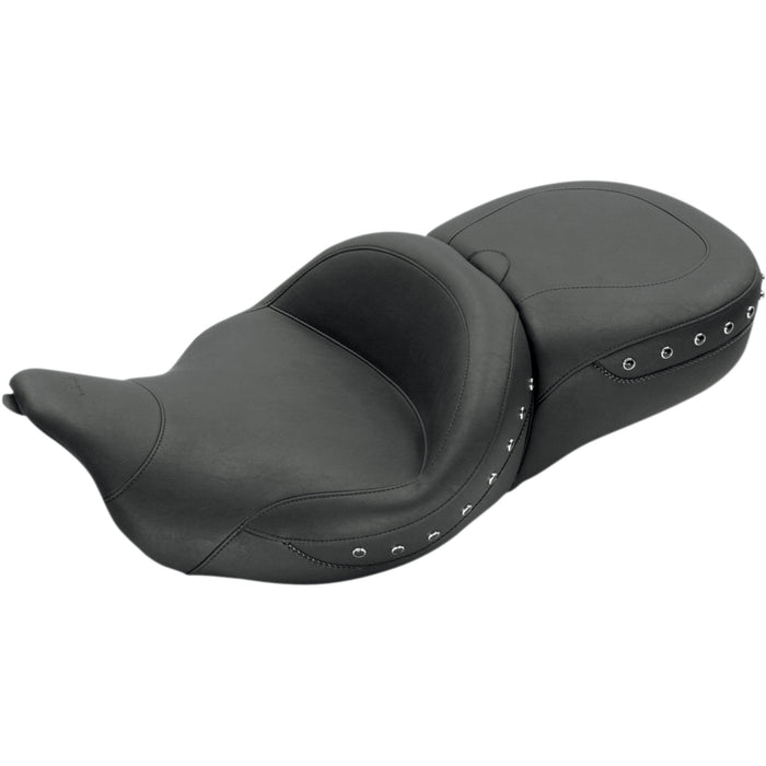 MUSTANG 0801-0563 79547 Super Touring 2-Up Seat with Driver Backrest Option - Black Studded