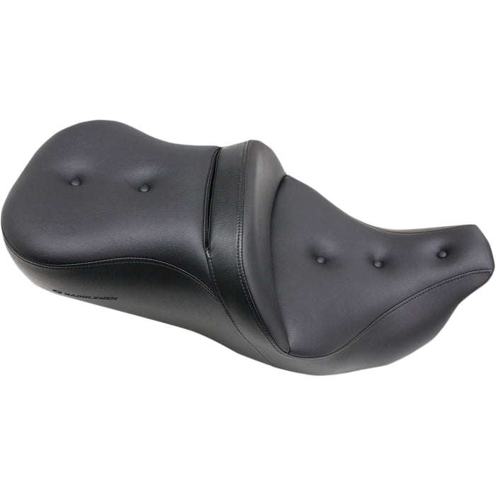 SADDLEMEN 0801-0938 808-07B-181 Pillow-Top Roadsofa™ Seat - with Backrest - Black - FLH/FLT '08-'23