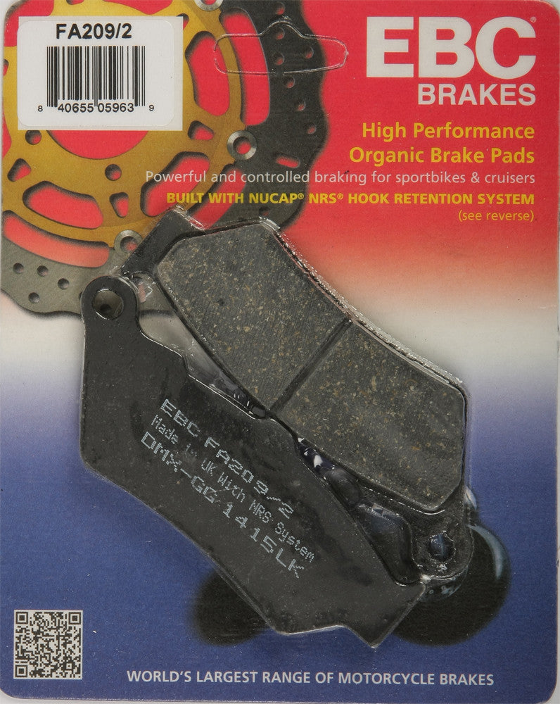 EBC Brake Pads - FA209/2 For Harley Street 2016-2018 | Ducati Motorcycles 2006-2017 | BMW Motorcycles 1997-2017 | Victory Motorcycles 1998-2007