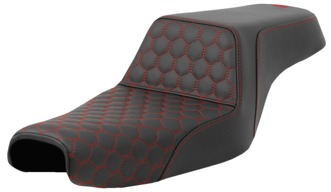 SADDLEMEN 0804-0806 A807-11-177RED Honeycomb Step-Up Seat Red Stitching - Sportster '04-'21