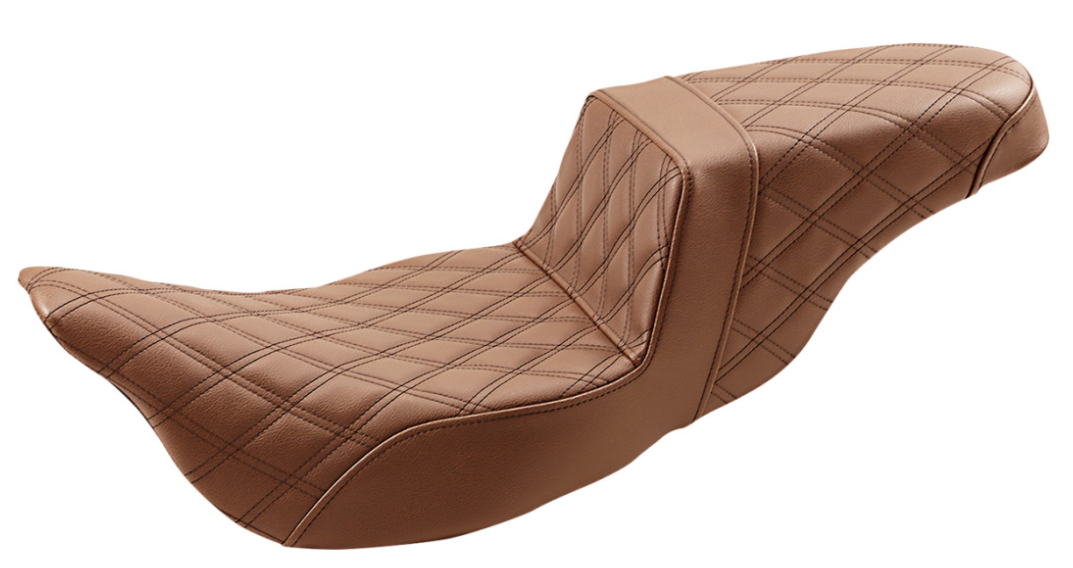 SADDLEMEN 0801-1288 808-07B-175BREX Extended Reach Step-Up Seats Full Lattice Stitch - Brown - FL '08-'23